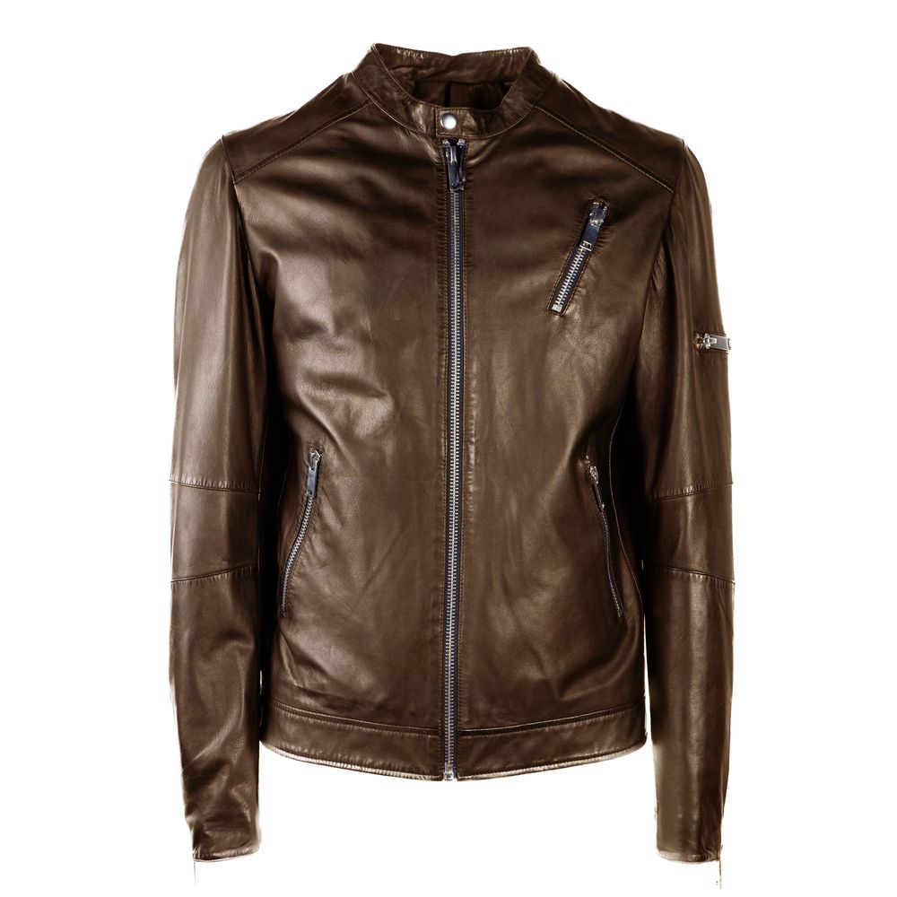 Brown Leather Jacket - ventzia