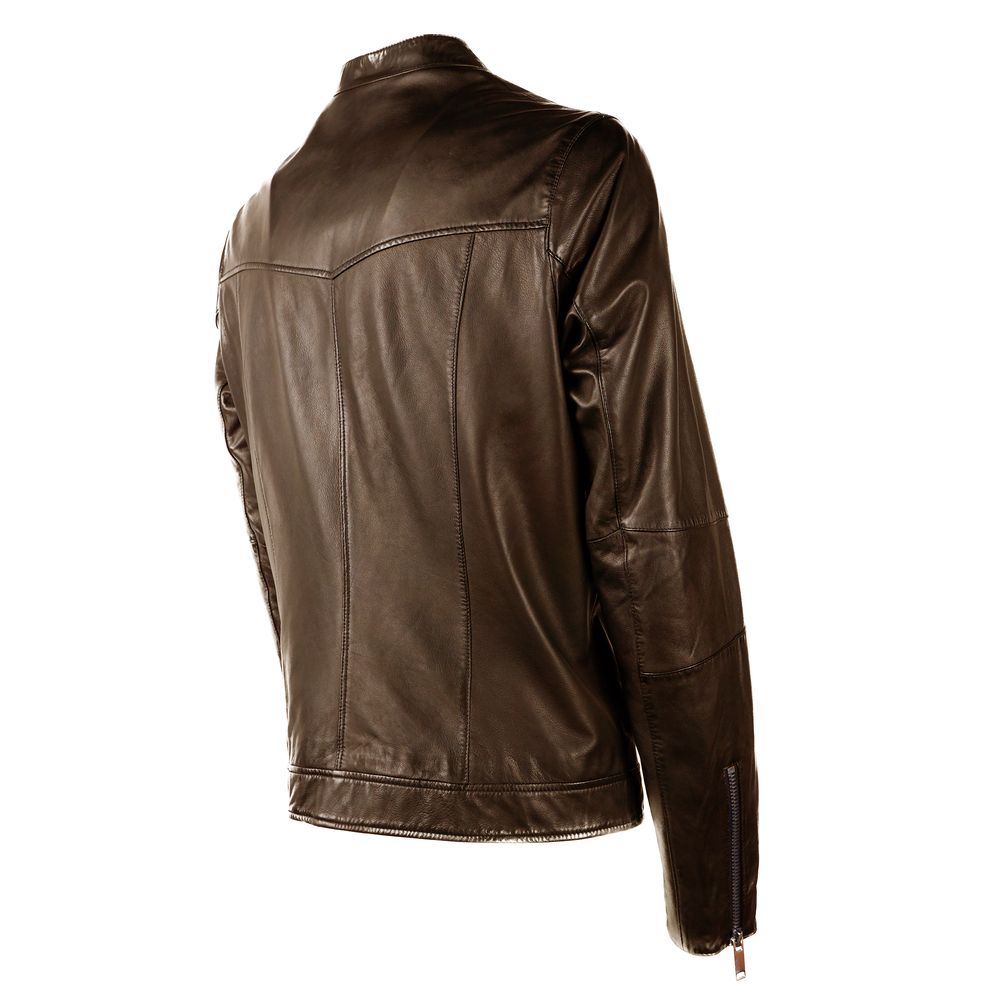 Brown Leather Jacket - ventzia
