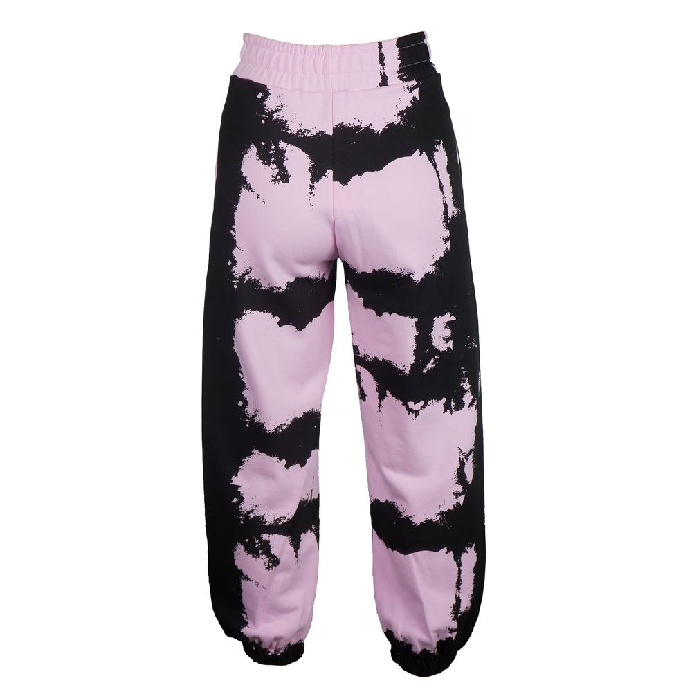 Chic Pink Print Cotton Track Pants - ventzia