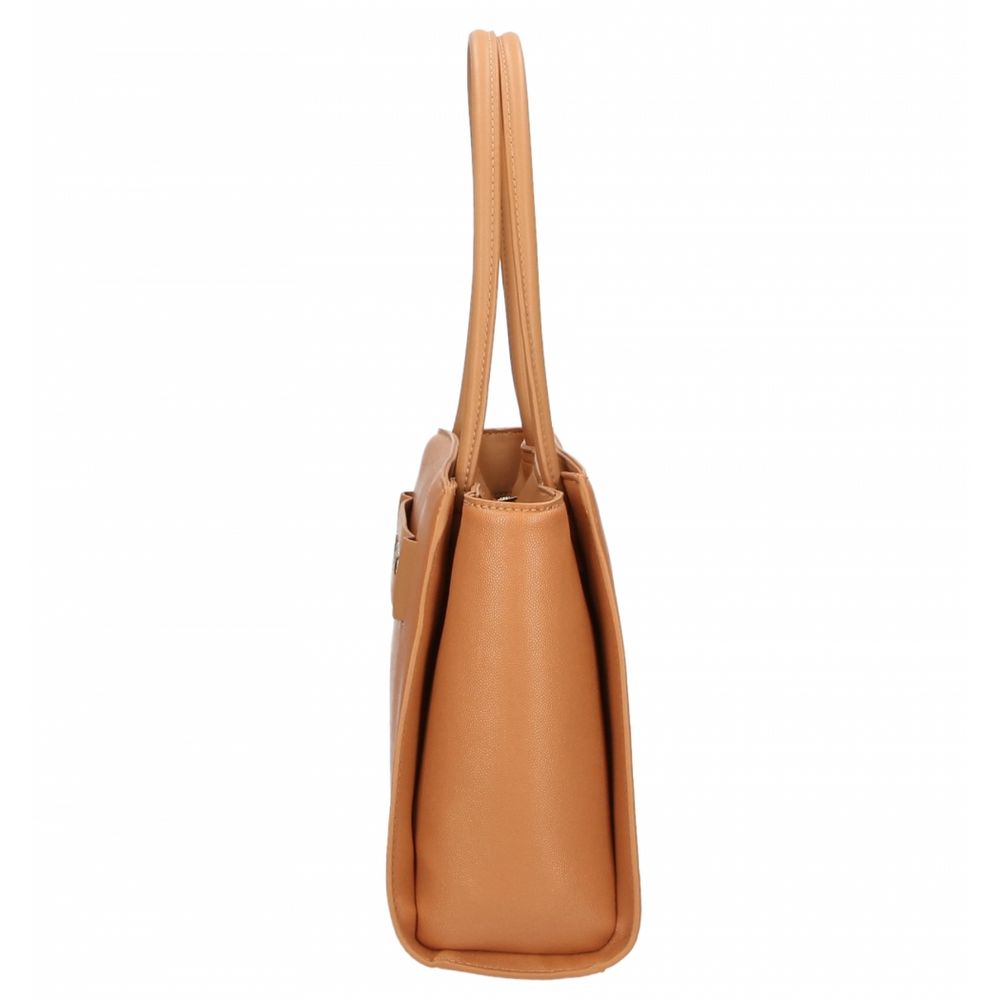 Brown Polyethylene Women Shoulder Bag - ventzia