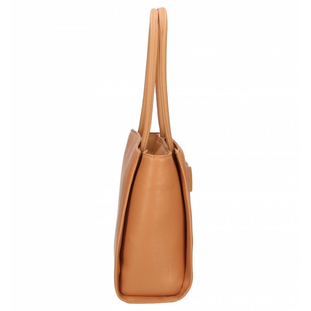 Brown Polyethylene Women Shoulder Bag - ventzia