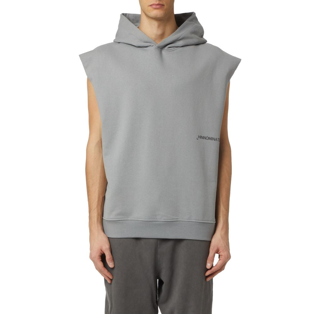 Gray Cotton Men Sweater with Hood and Drawstring - ventzia