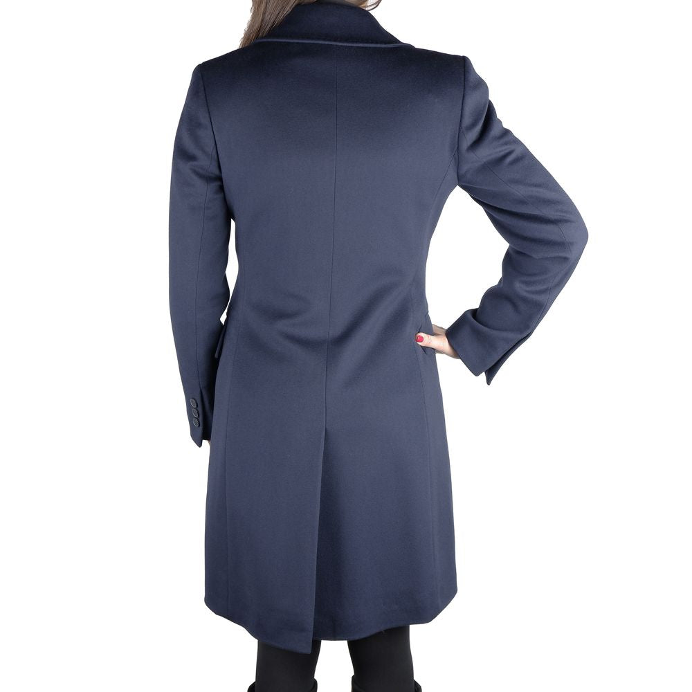 Blue Wool Women Coat - ventzia