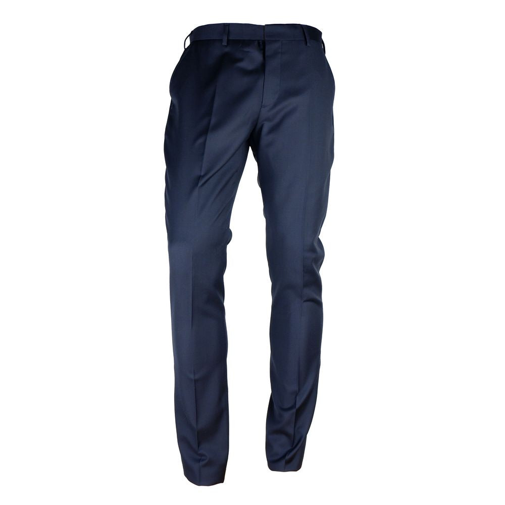 Blue Wool Men's Trousers - ventzia