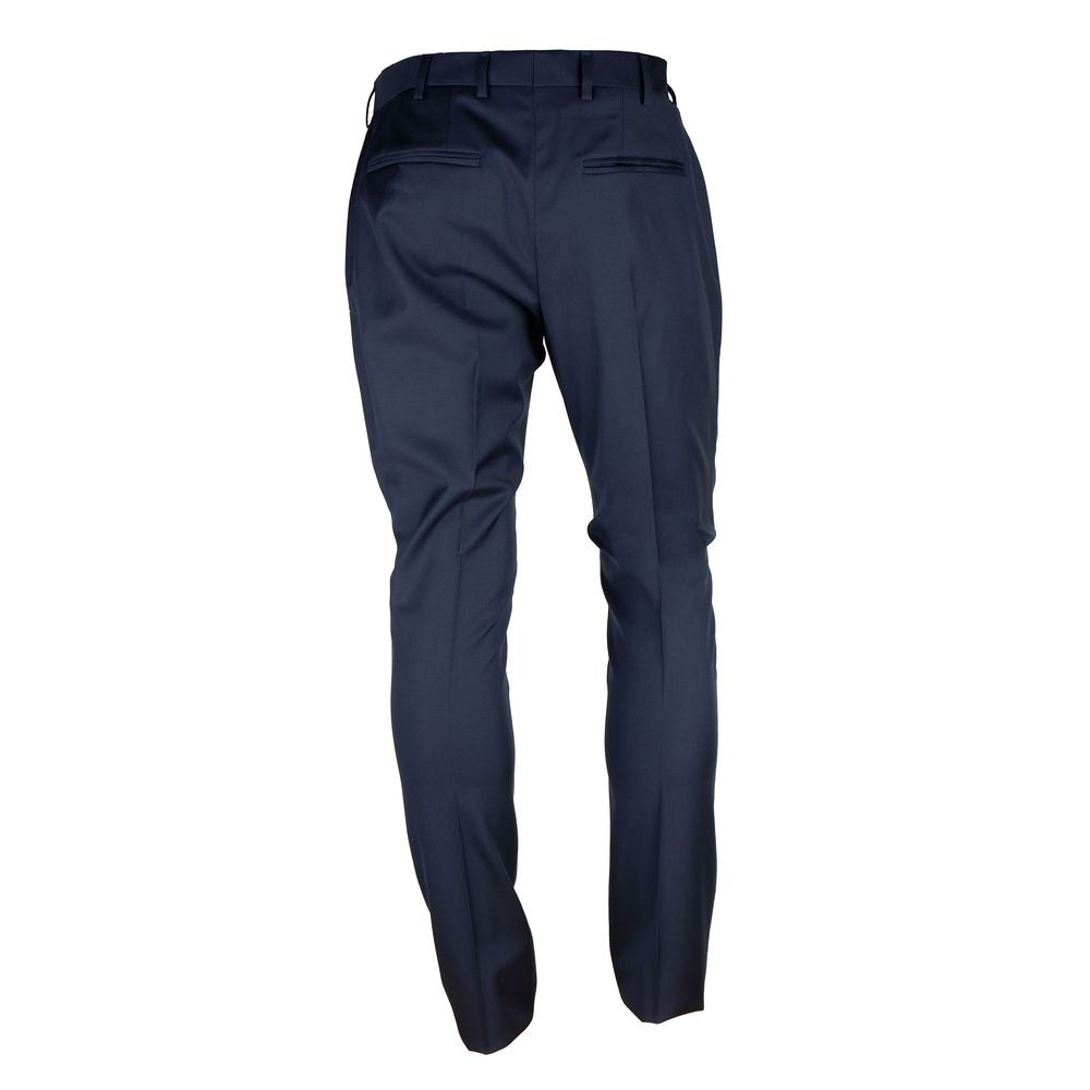 Blue Wool Men's Trousers - ventzia