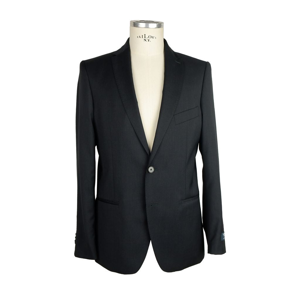Black Wool Men Suit - ventzia