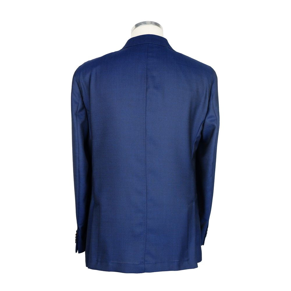 Blue Wool Men's Blazer - ventzia