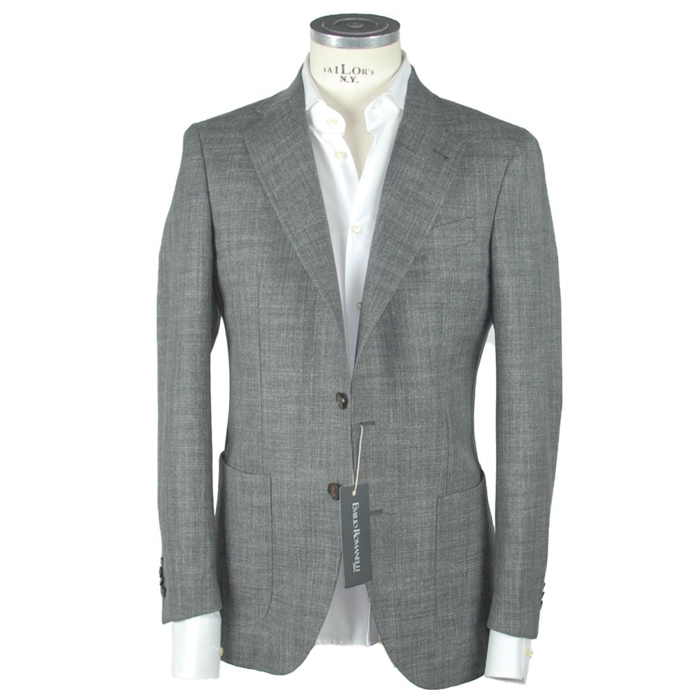 Gray Wool Men's Blazer - ventzia