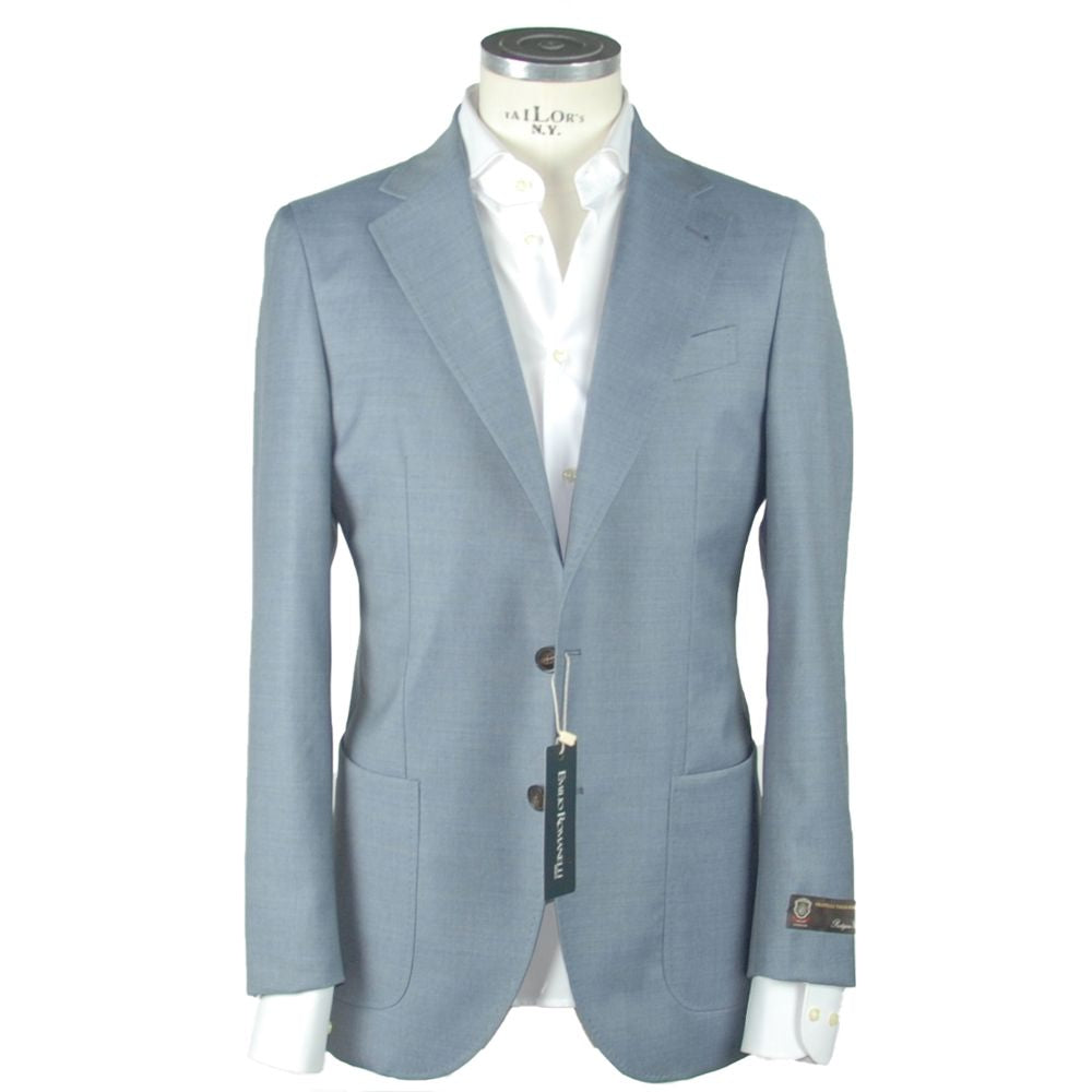 Light Blue Wool Men Blazer - ventzia