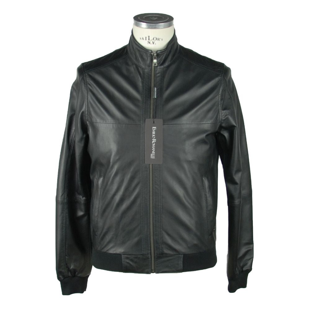 Sleek Black Leather Jacket For Men - ventzia