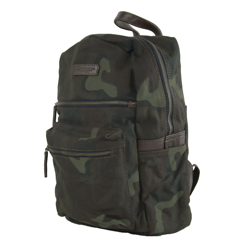 Green Cotton Men Backpack - ventzia