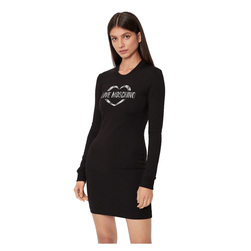 Chic Cotton Blend Logo Dress - ventzia