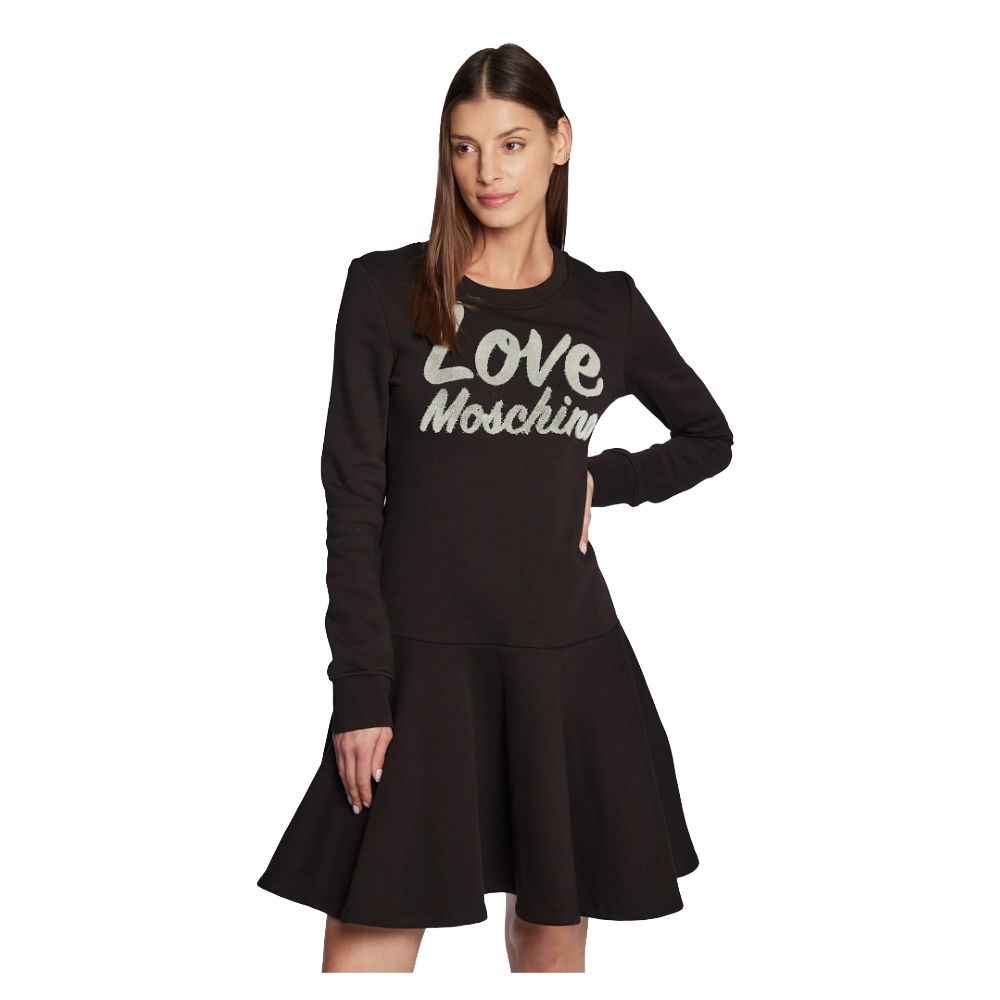 Chic Embossed Logo Cotton Blend Dress - ventzia