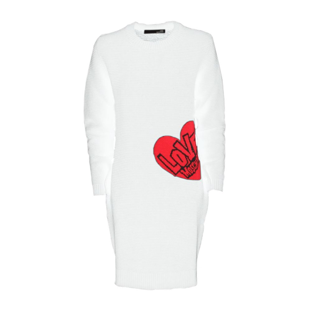 Chic Heart Pattern Knit Dress in White - ventzia