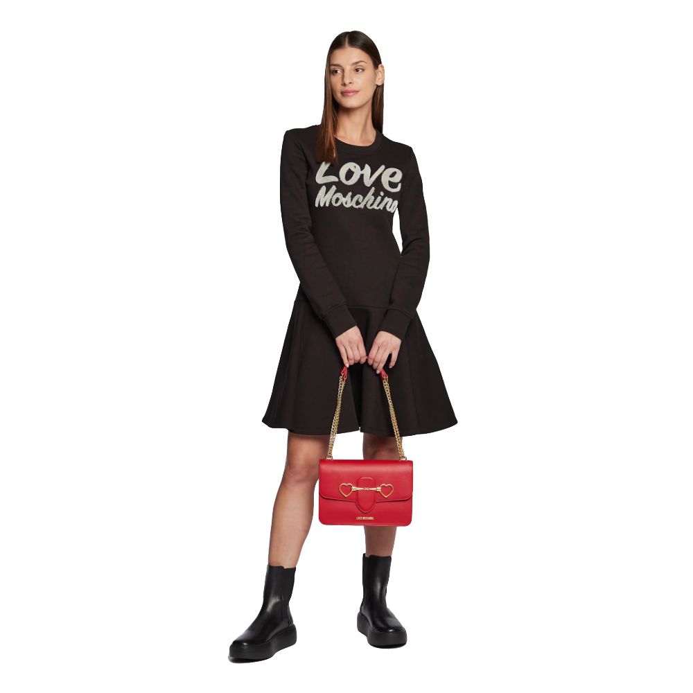 Chic Embossed Logo Cotton Blend Dress - ventzia