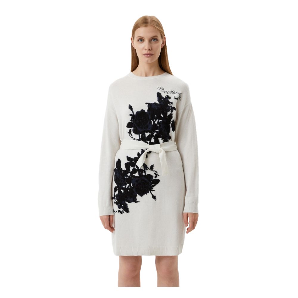 Elegant Embroidered Wool Blend Long Dress - ventzia