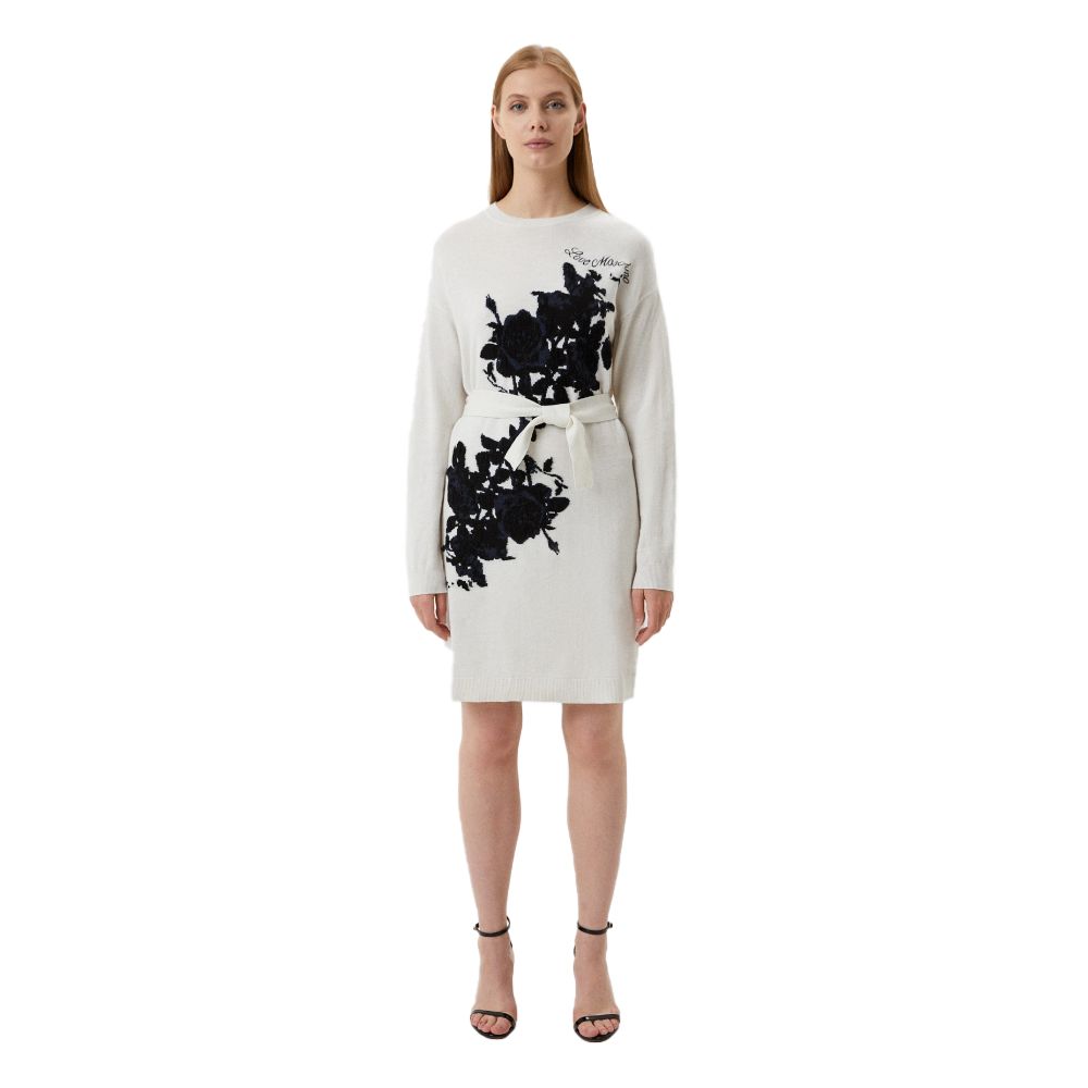 Elegant Embroidered Wool Blend Long Dress - ventzia