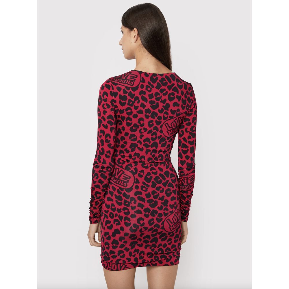 Chic Leopard Texture Dress in Pink and Black - ventzia