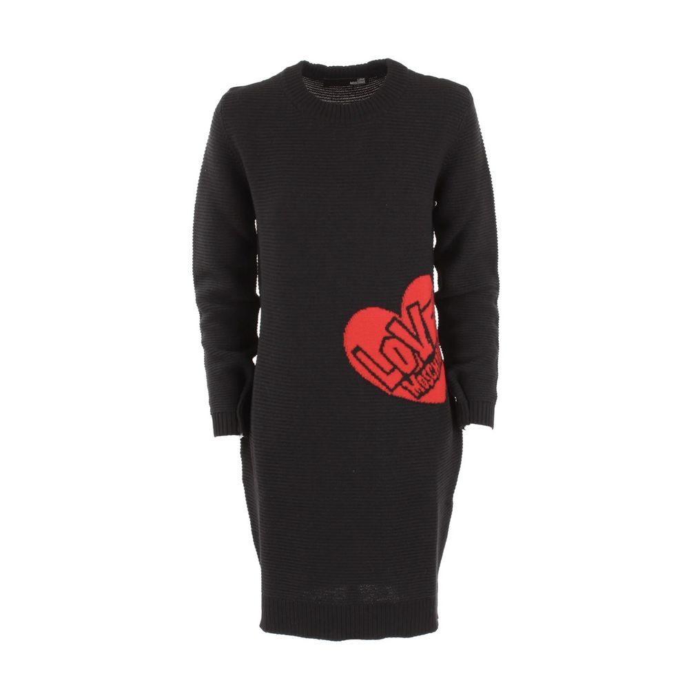 Chic Heart Pattern Knit Wool-Blend Dress - ventzia