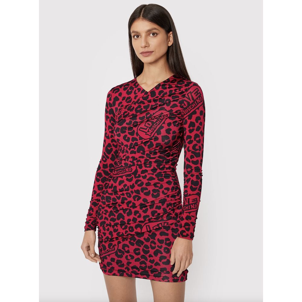 Chic Leopard Texture Dress in Pink and Black - ventzia