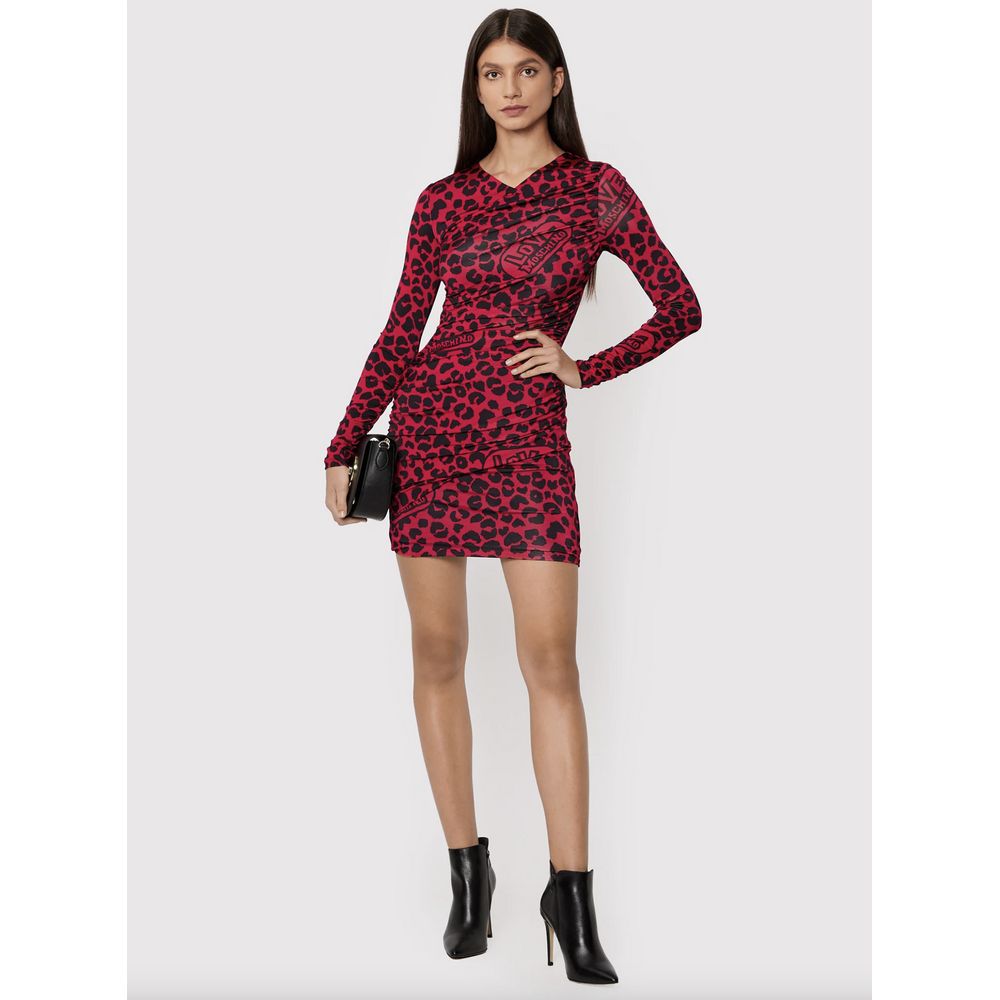 Chic Leopard Texture Dress in Pink and Black - ventzia