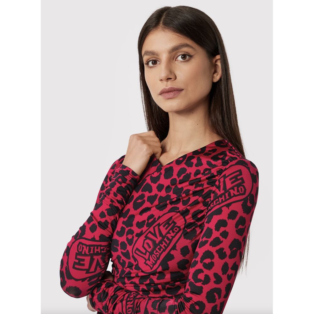 Chic Leopard Texture Dress in Pink and Black - ventzia