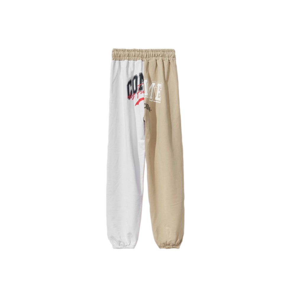 Chic Beige Two-Tone Drawstring Sweatpants - ventzia