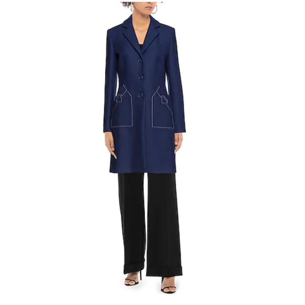 Blue Wool Women Coat - ventzia