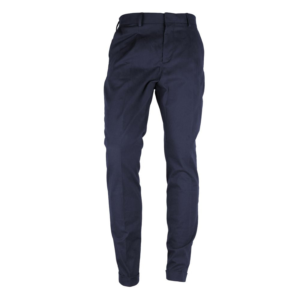 Blue Wool Men Trousers - ventzia