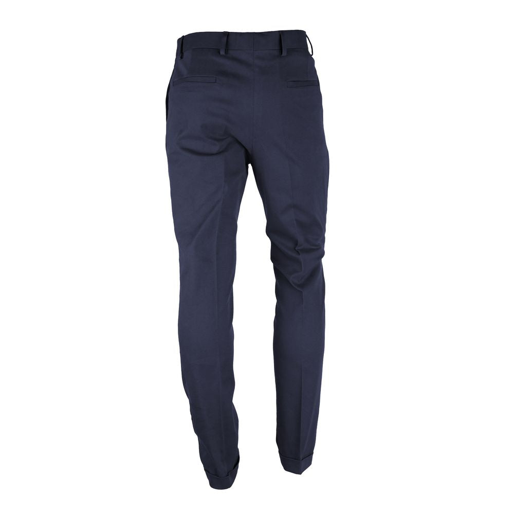Blue Wool Men Trousers - ventzia