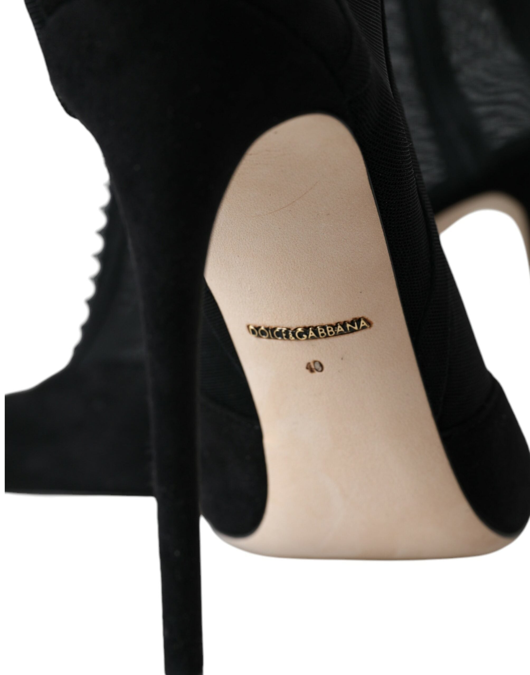 Black Mesh Stiletto Heels Ankle Boots Shoes - ventzia