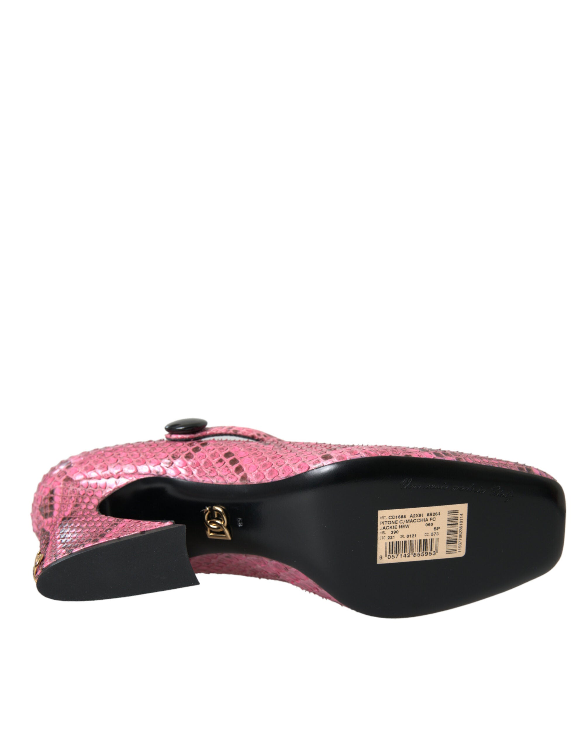 Pink Python Leather Mary Jane Heels Shoes - ventzia