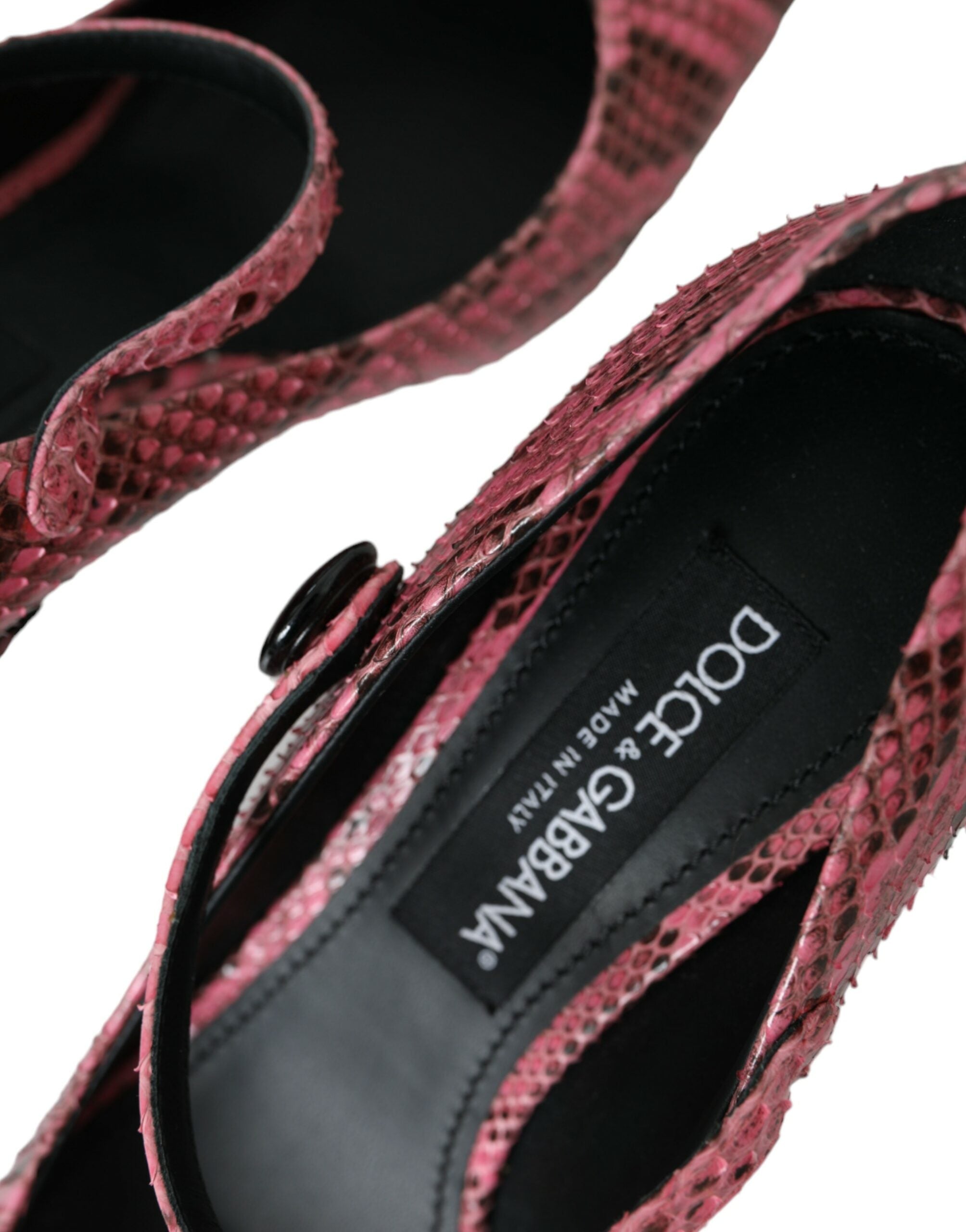 Pink Python Leather Mary Jane Heels Shoes - ventzia