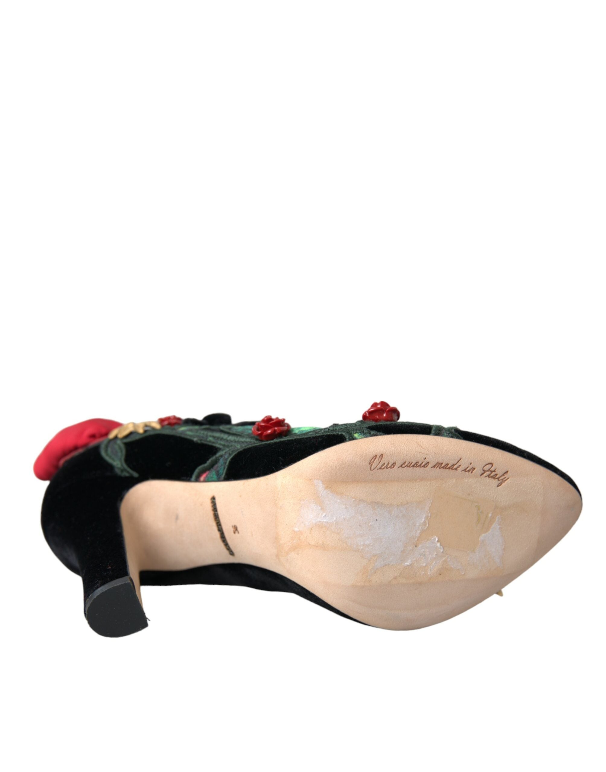 Black Roses Crystal Brooch Mary Jane Shoes - ventzia