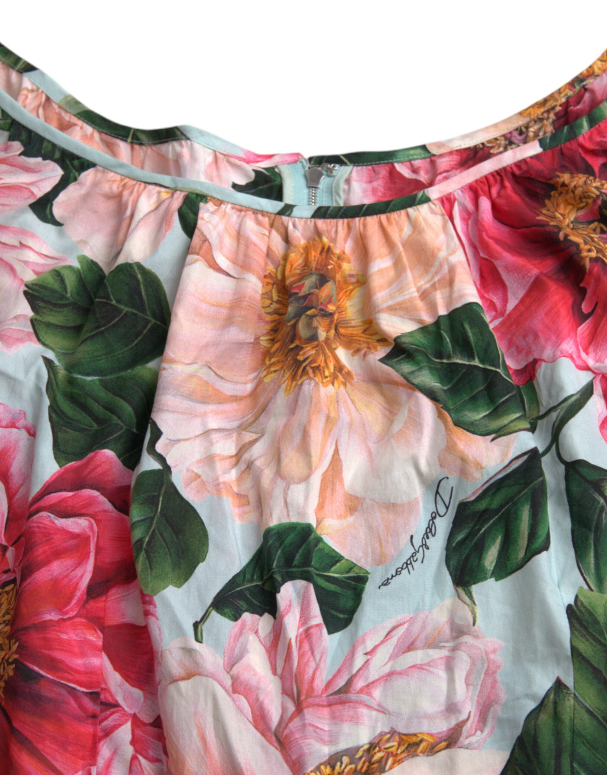 Multicolor Floral CottonAline Pleated Dress - ventzia