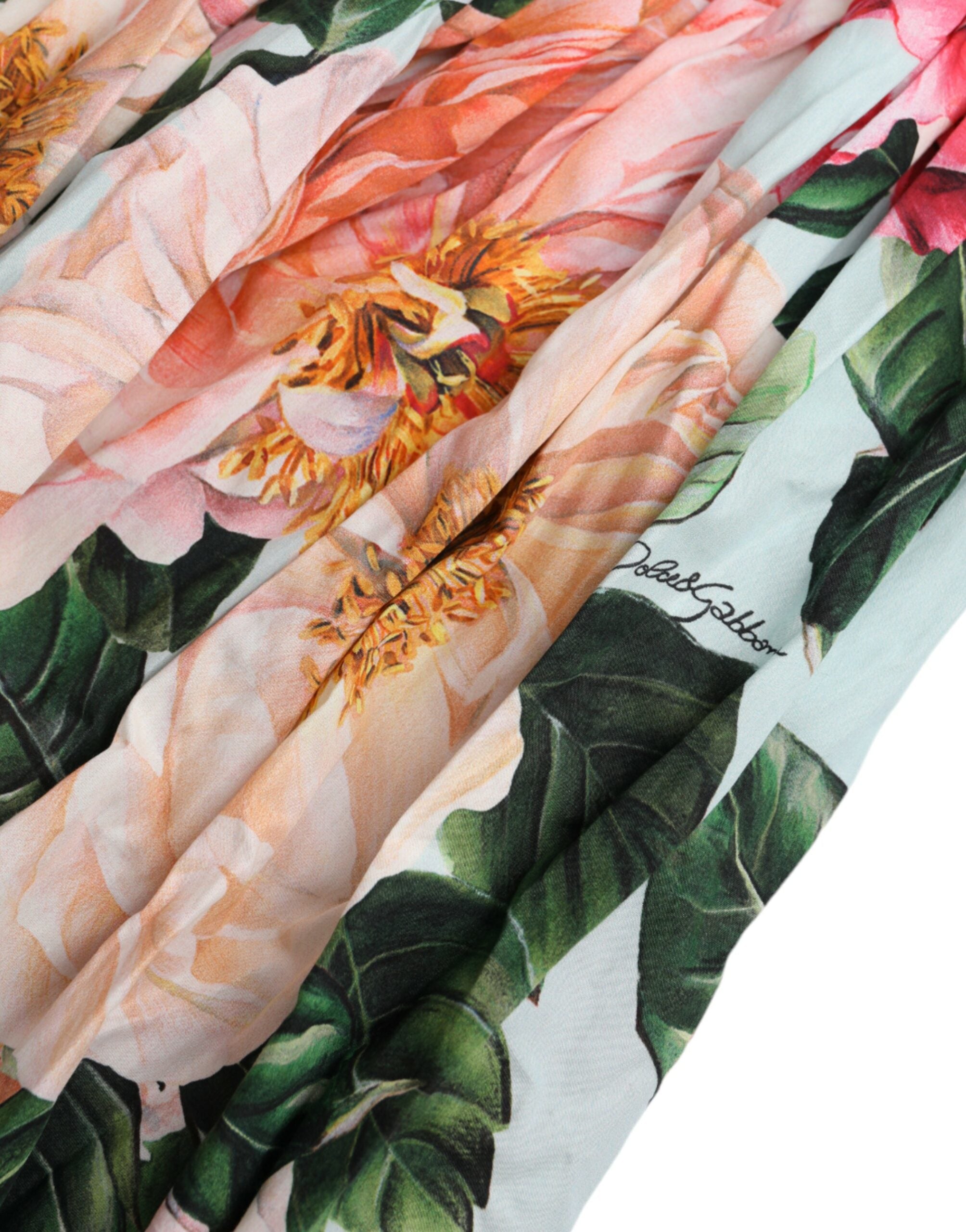 Multicolor Floral CottonAline Pleated Dress - ventzia