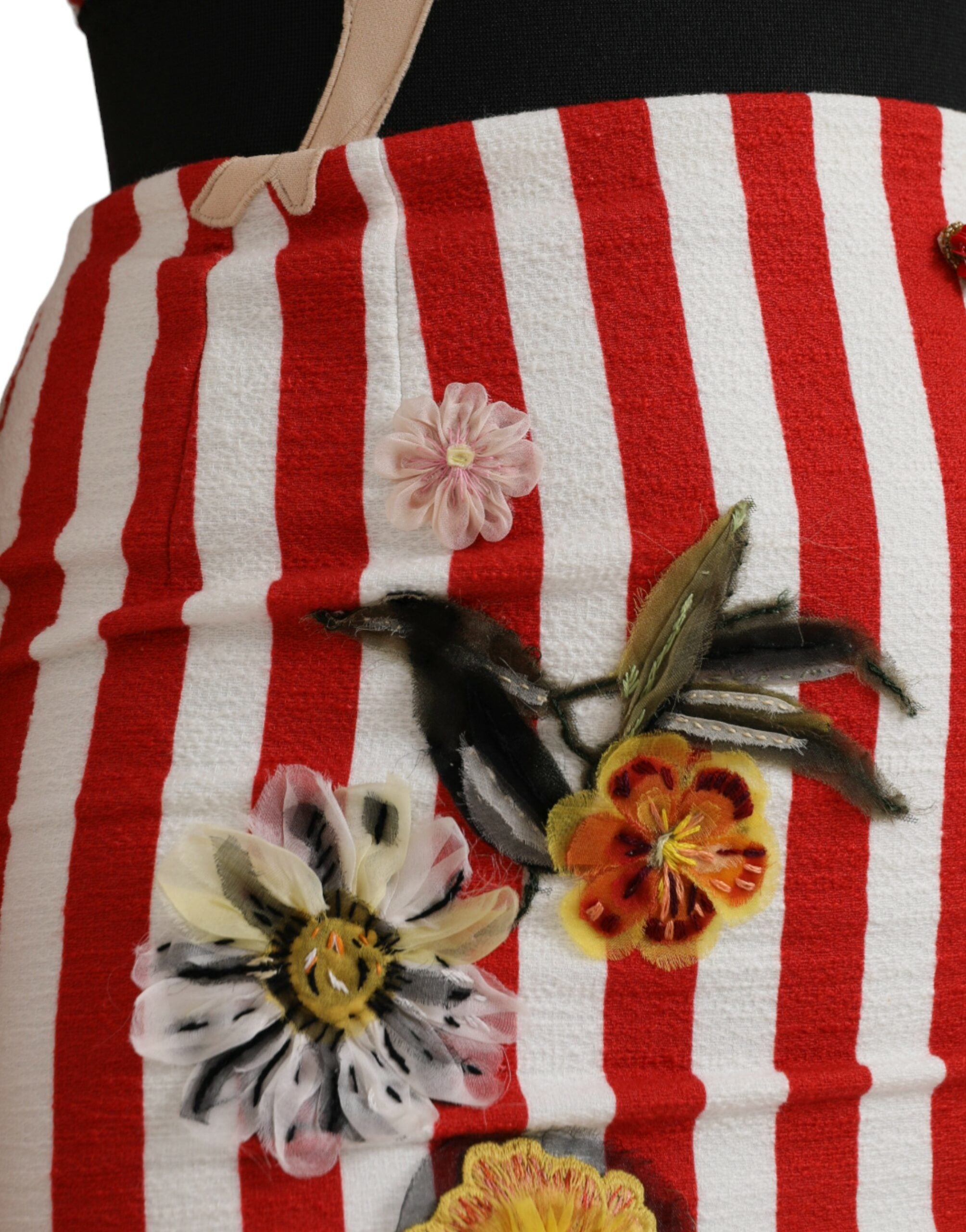 Red White Floral Sleeveless Sheath Midi Dress - ventzia
