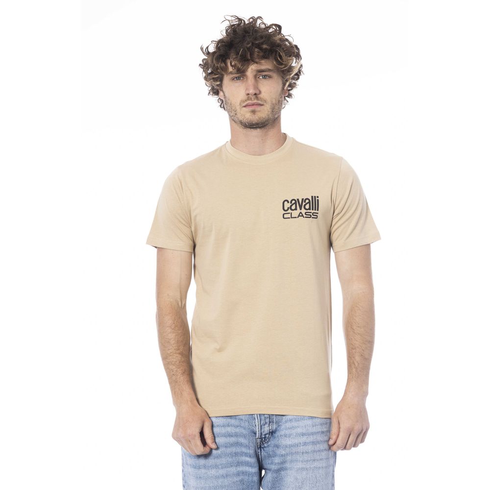 Beige Cotton Men T-Shirt - ventzia