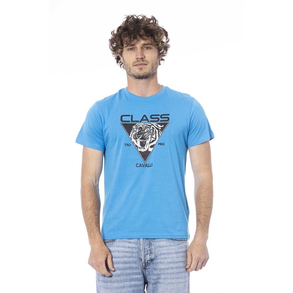 Light Blue Cotton Men T-Shirt - ventzia