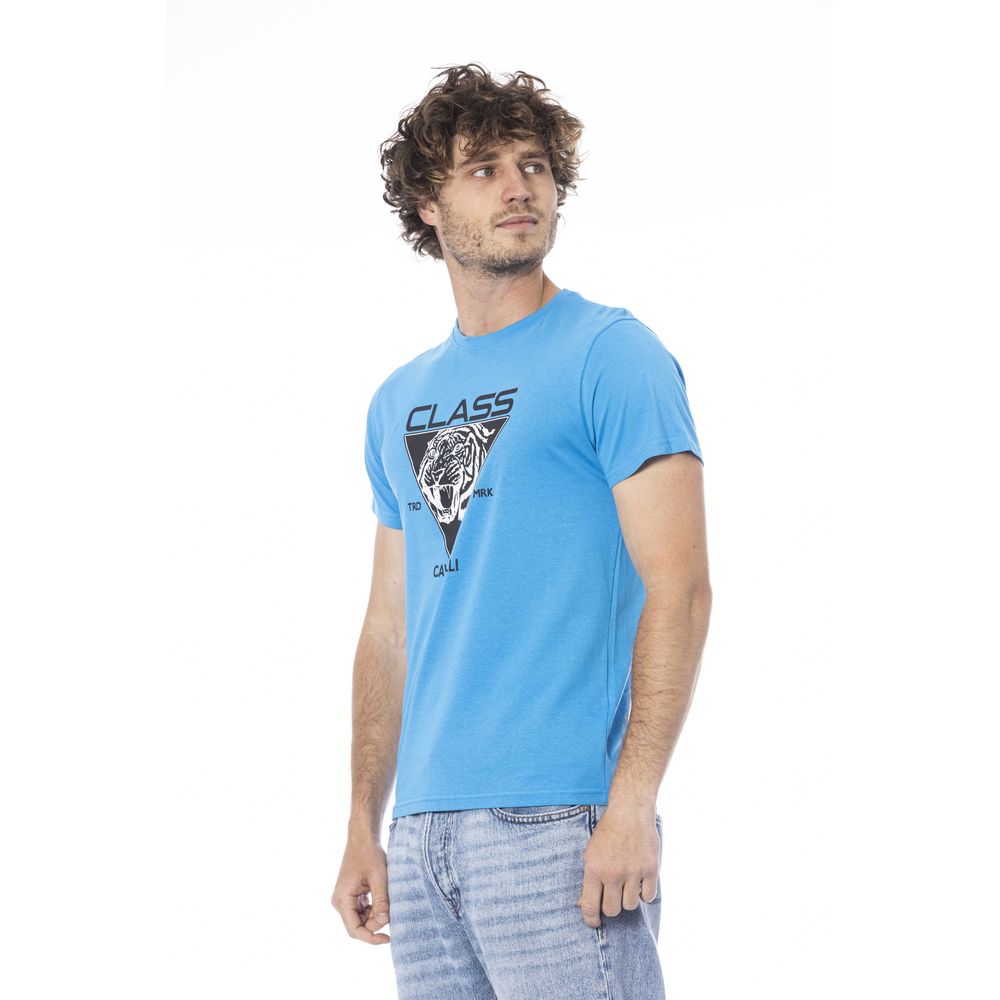 Light Blue Cotton Men T-Shirt - ventzia