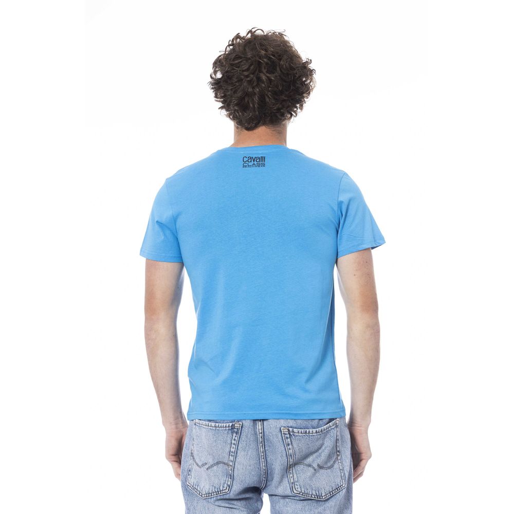 Light Blue Cotton Men T-Shirt - ventzia