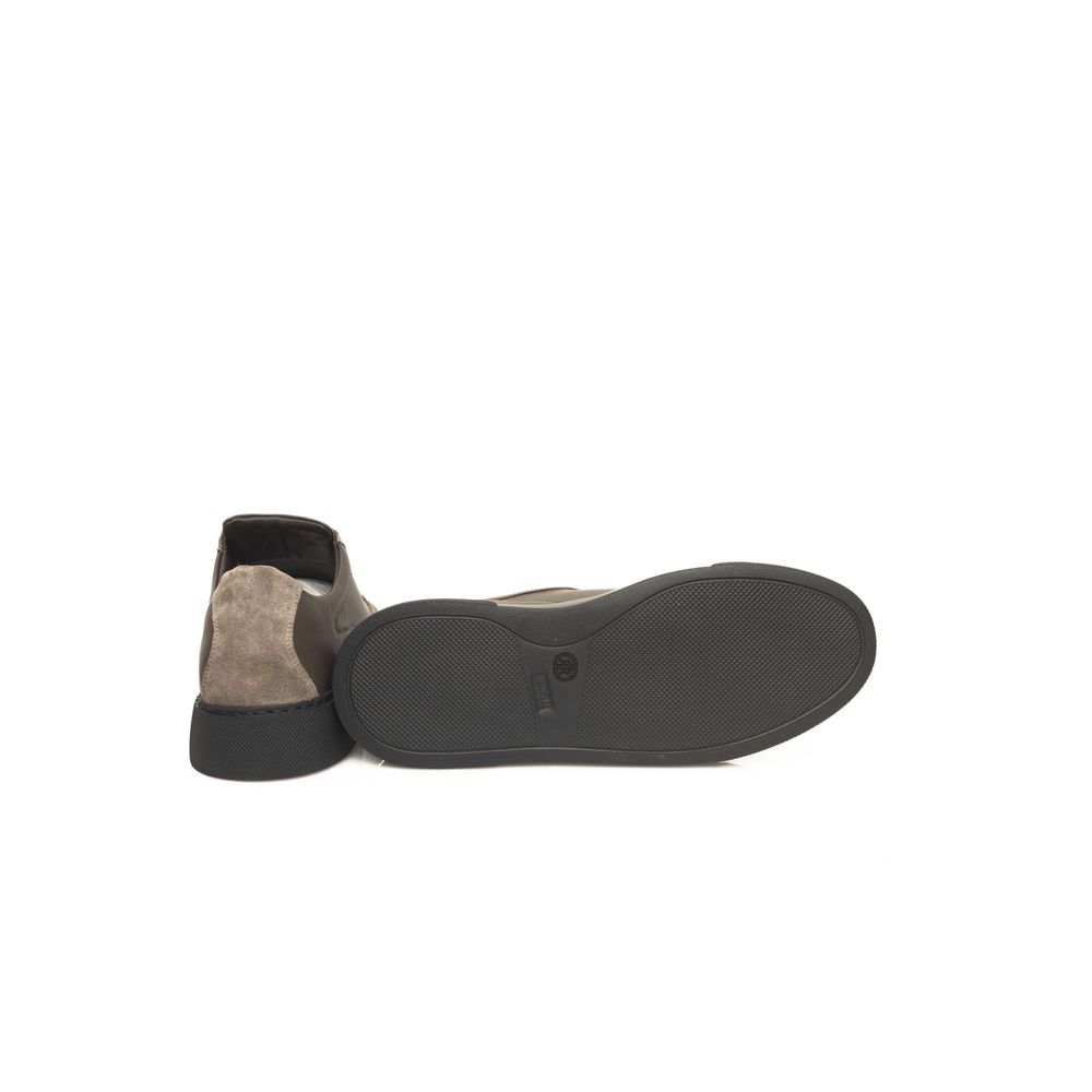 Beige Leather Men Sneaker - ventzia