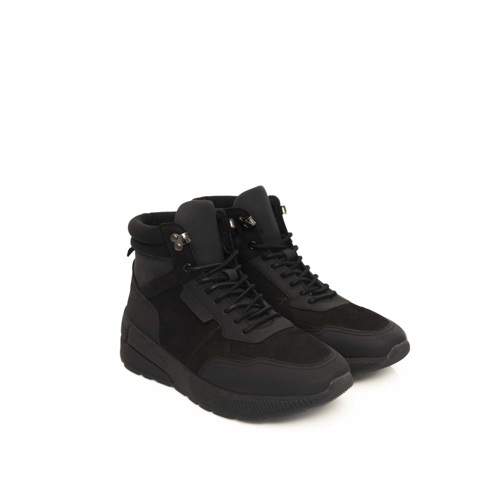 Black Leather Men Sneaker - ventzia