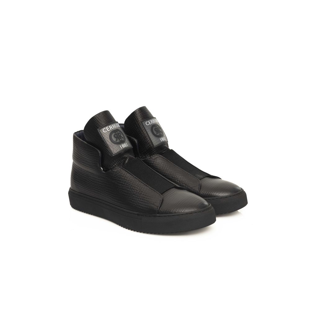 Black Calfskin Men Sneaker - ventzia