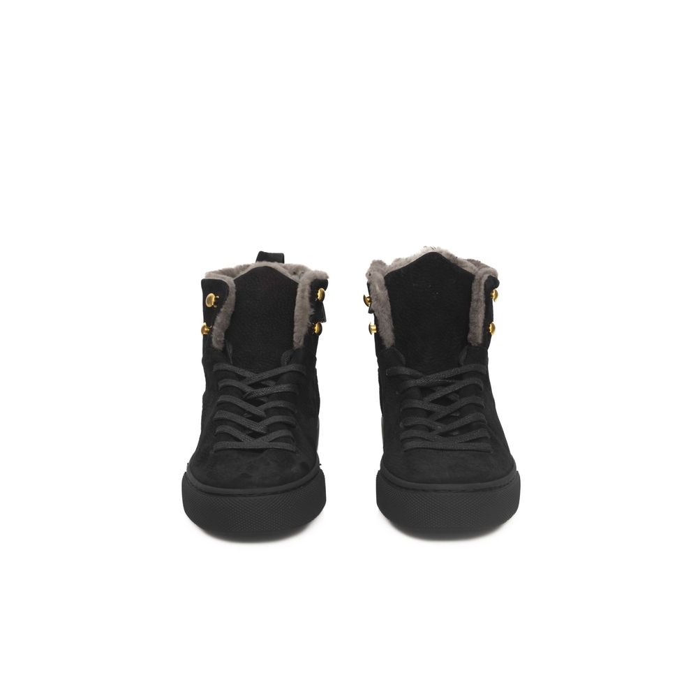 Black Cowhide Women Sneaker - ventzia