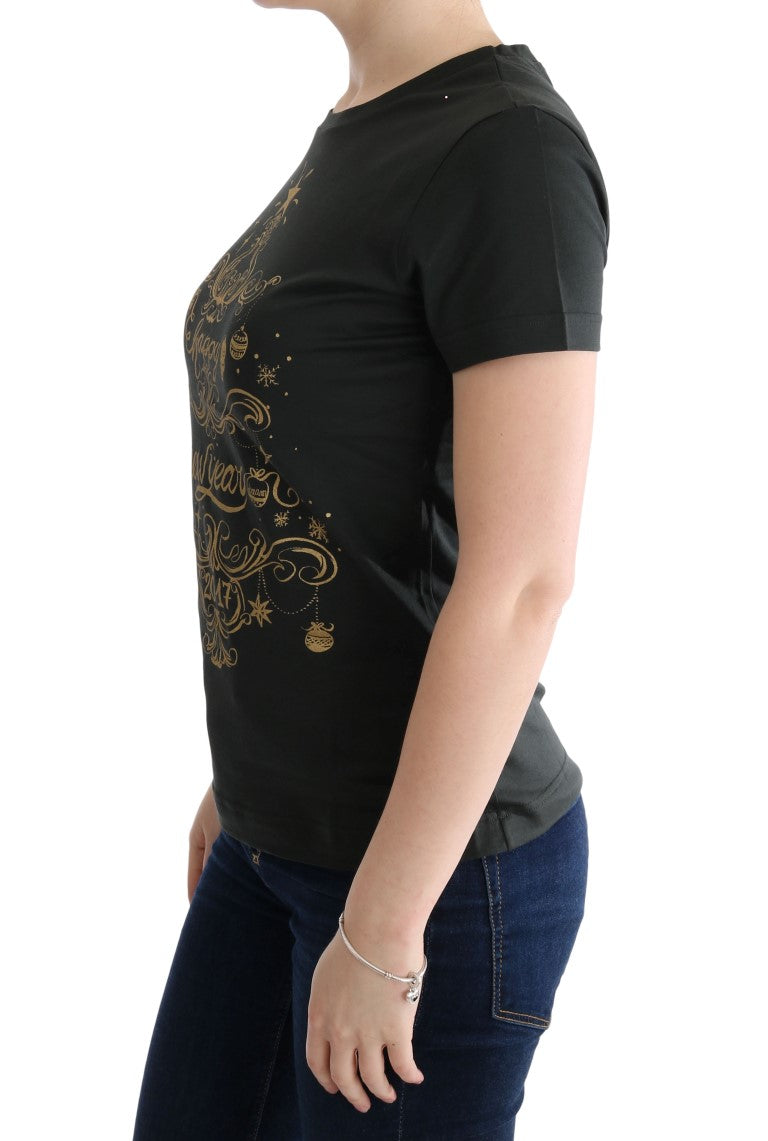 Emerald Green Cotton Tee with 2017 Print - ventzia