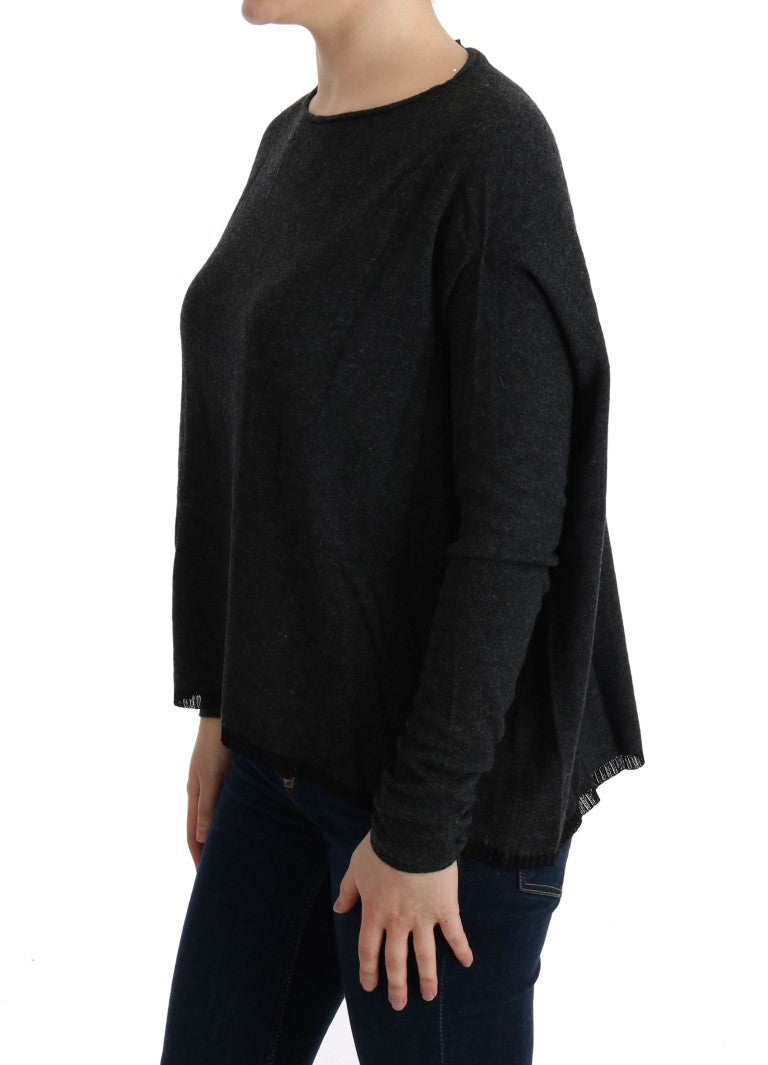 Elegant Gray Crewneck Sweater - ventzia