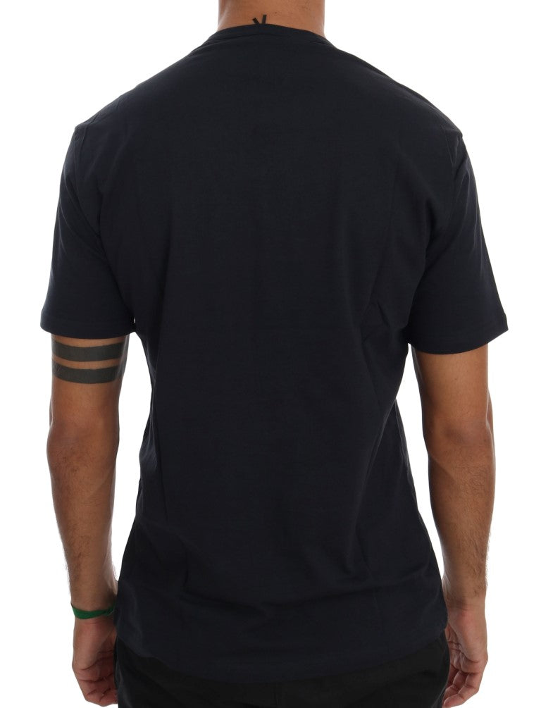 Chic Blue V-Neck Cotton Tee - ventzia