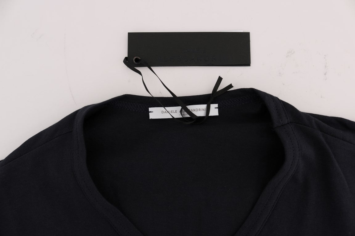 Chic Blue V-Neck Cotton Tee - ventzia