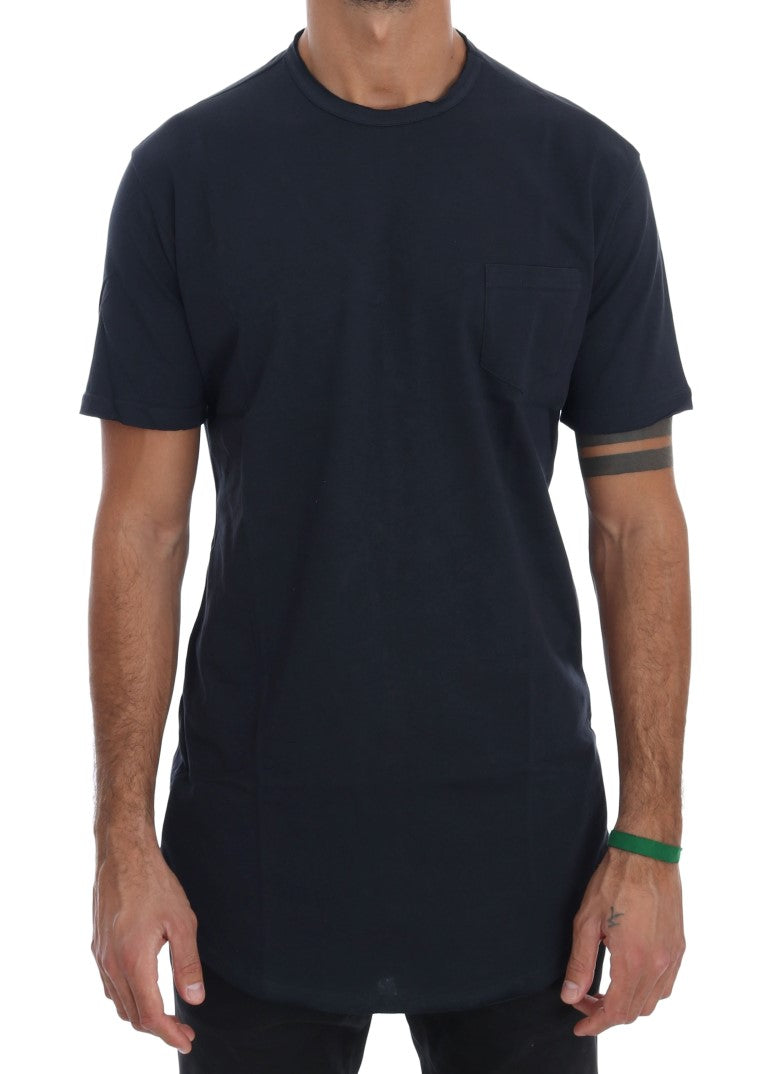 Chic Blue Cotton Crew-Neck Tee - ventzia